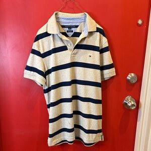 Tommy Hilfiger Beige Polo with Navy Stripes